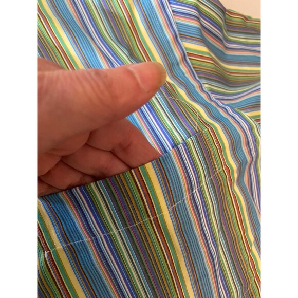 2 Paul Fredrick Mens Classic Fit Dress Shirts Pink & Green Striped Medium - Picture 5 of 9